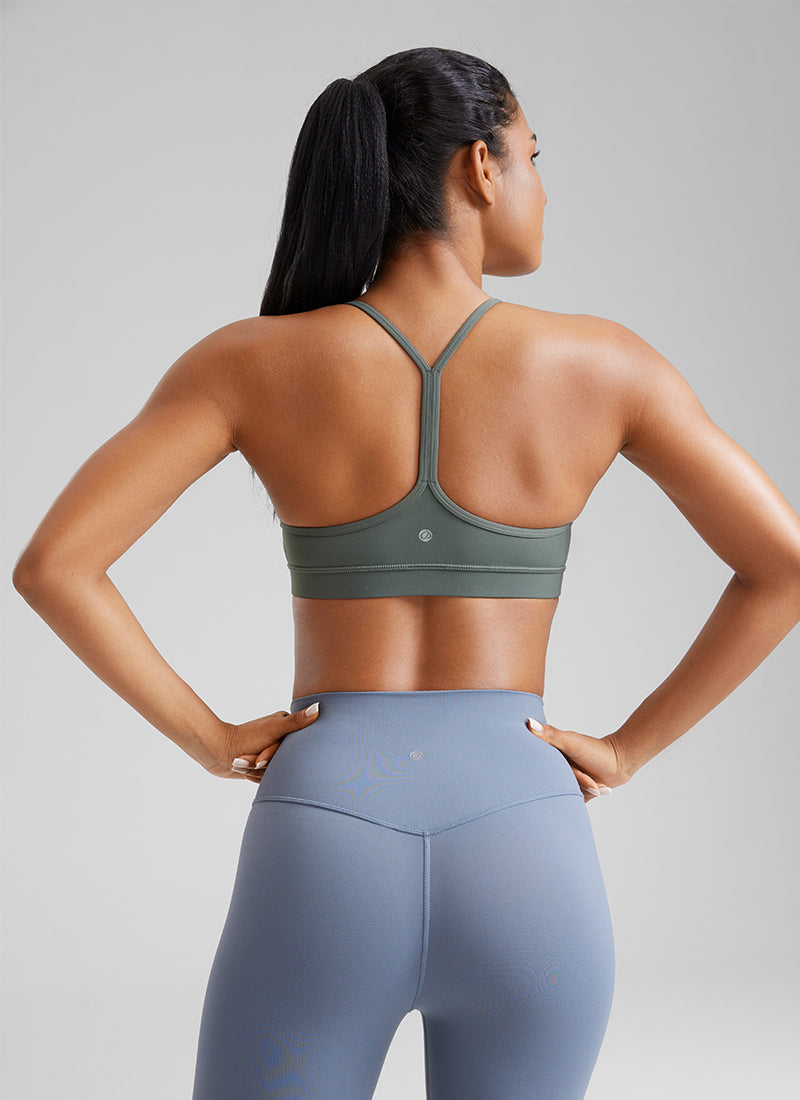 Suporta sa Magaan na Yoga para sa Kababaihan ng CRZ YOGA Butterluxe Sports Bra Y back Grey Sage