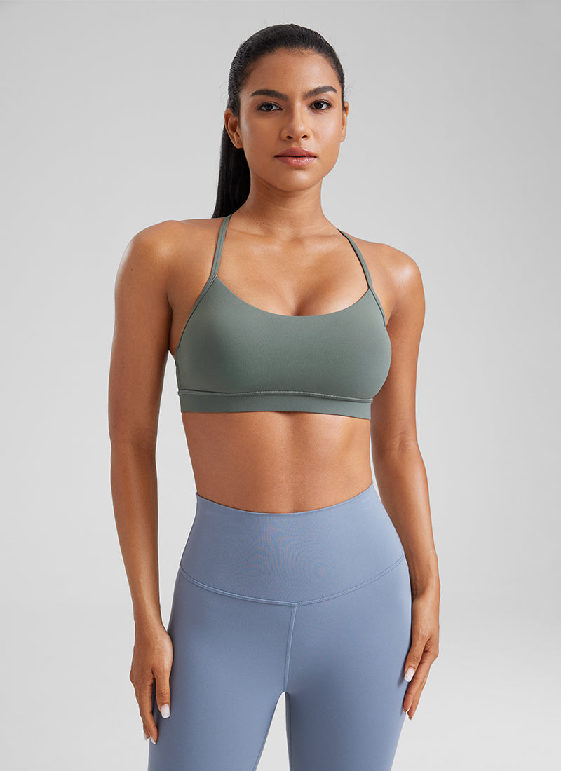 Suporta sa Magaan na Yoga para sa Kababaihan ng CRZ YOGA Butterluxe Sports Bra Y back Grey Sage