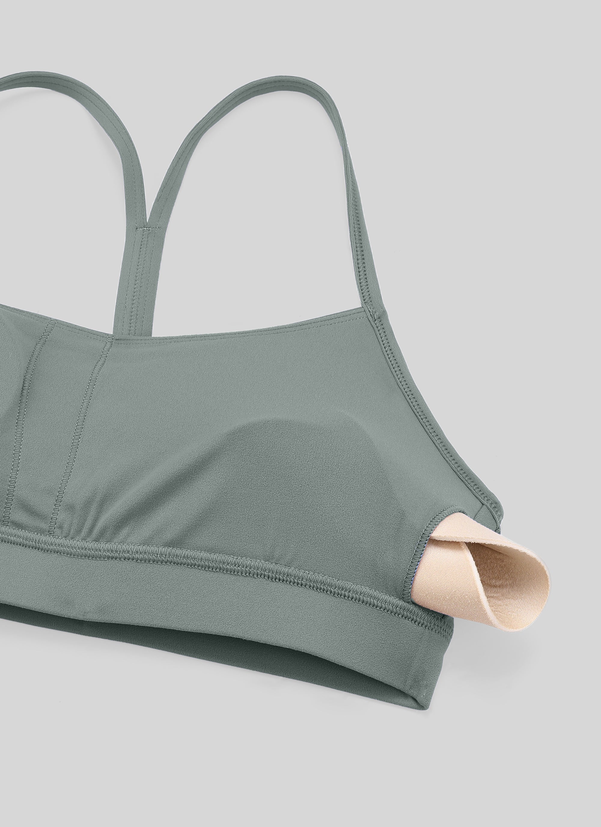 Suporta sa Magaan na Yoga para sa Kababaihan ng CRZ YOGA Butterluxe Sports Bra Y back Grey Sage