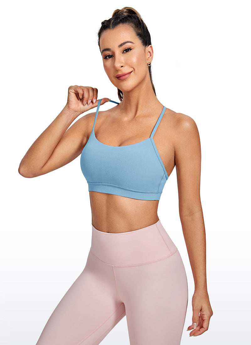 Suporta sa Magaan na Yoga para sa Kababaihan ng CRZ YOGA Butterluxe Sports Bra Y back Purong Asul