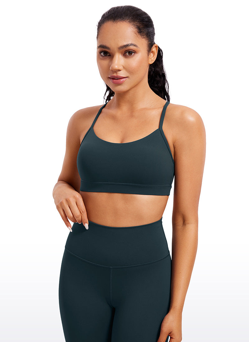 Suporta sa Magaan na Yoga para sa Kababaihan ng CRZ YOGA Butterluxe Sports Bra Y back Forest Dark Green