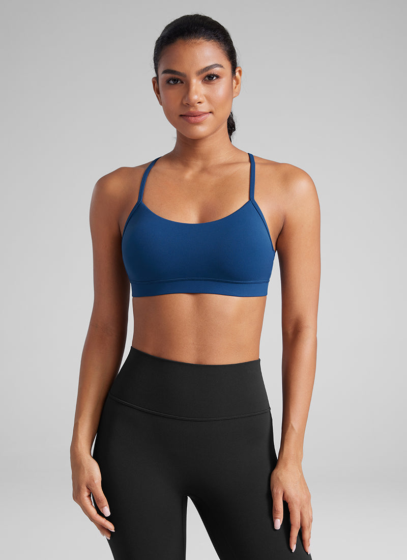 Suporta sa Magaan na Yoga para sa Kababaihan ng CRZ YOGA Butterluxe Sports Bra Y back French Navy