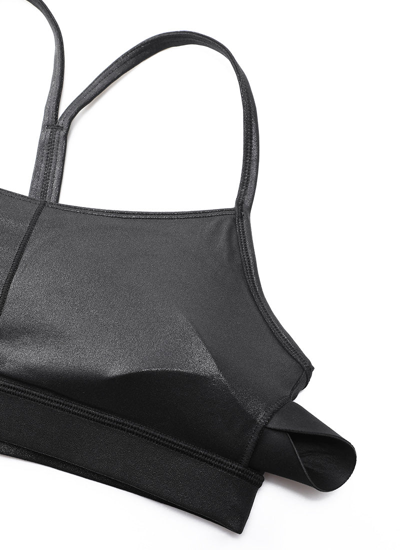 Suporta sa Magaan na Yoga para sa Kababaihan ng CRZ YOGA Butterluxe Sports Bra Y back Itim Klasikong Katad