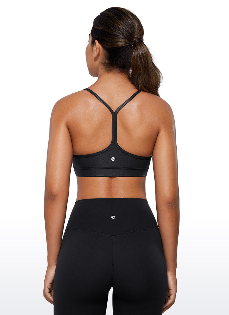 Suporta sa Magaan na Yoga para sa Kababaihan ng CRZ YOGA Butterluxe Sports Bra Y back Itim Klasikong Katad