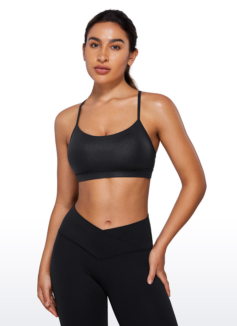 Suporta sa Magaan na Yoga para sa Kababaihan ng CRZ YOGA Butterluxe Sports Bra Y back Itim Klasikong Katad