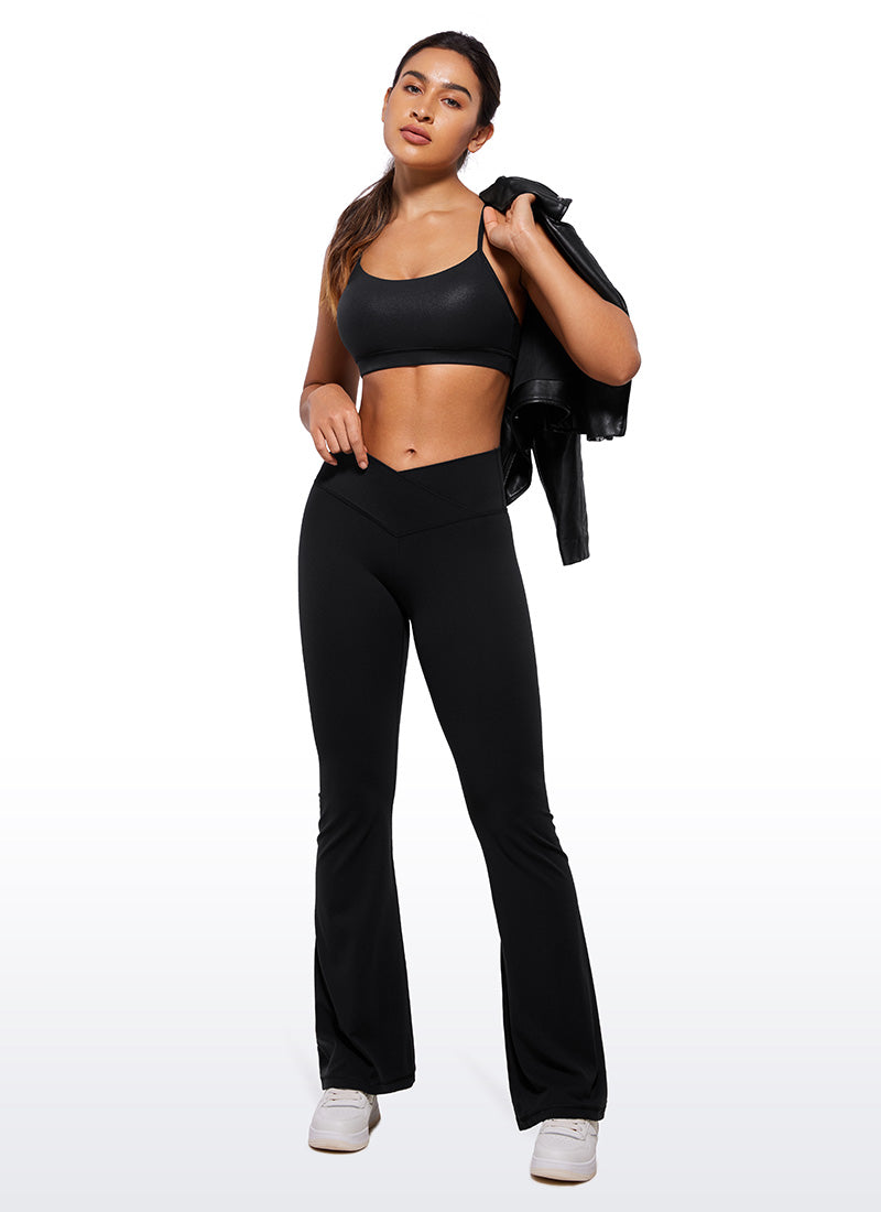 Suporta sa Magaan na Yoga para sa Kababaihan ng CRZ YOGA Butterluxe Sports Bra Y back Itim Klasikong Katad
