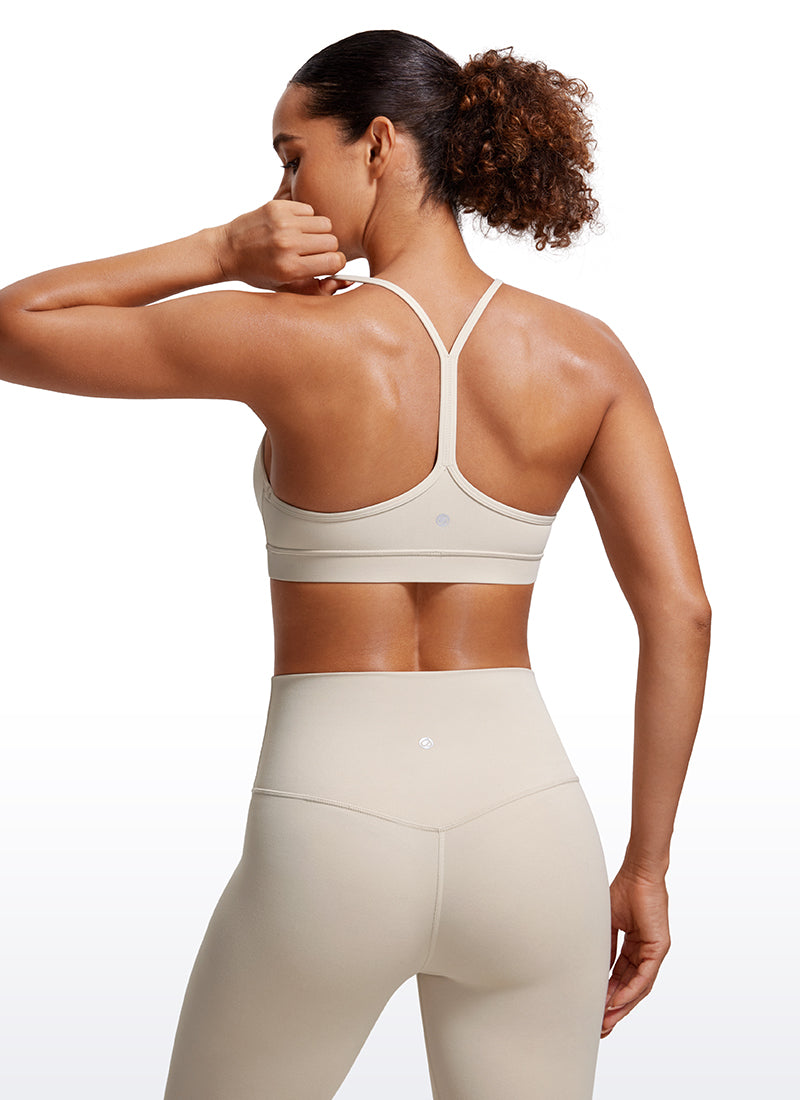 Suporta sa Magaan na Yoga para sa Kababaihan ng CRZ YOGA Butterluxe Sports Bra Y back Mojave Tan