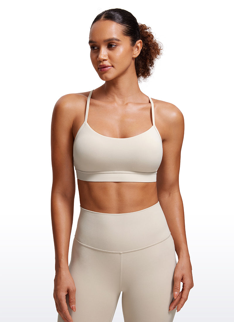 Suporta sa Magaan na Yoga para sa Kababaihan ng CRZ YOGA Butterluxe Sports Bra Y back Mojave Tan