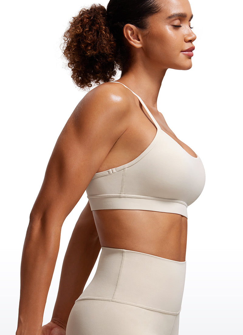 Suporta sa Magaan na Yoga para sa Kababaihan ng CRZ YOGA Butterluxe Sports Bra Y back Mojave Tan