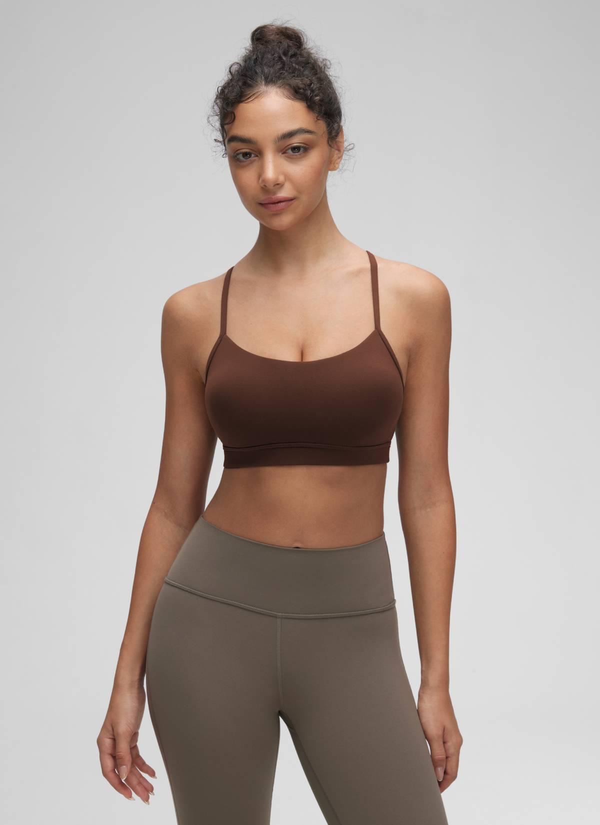 Suporta sa Magaan na Yoga para sa Kababaihan ng CRZ YOGA Butterluxe Sports Bra Y back Lava Brown