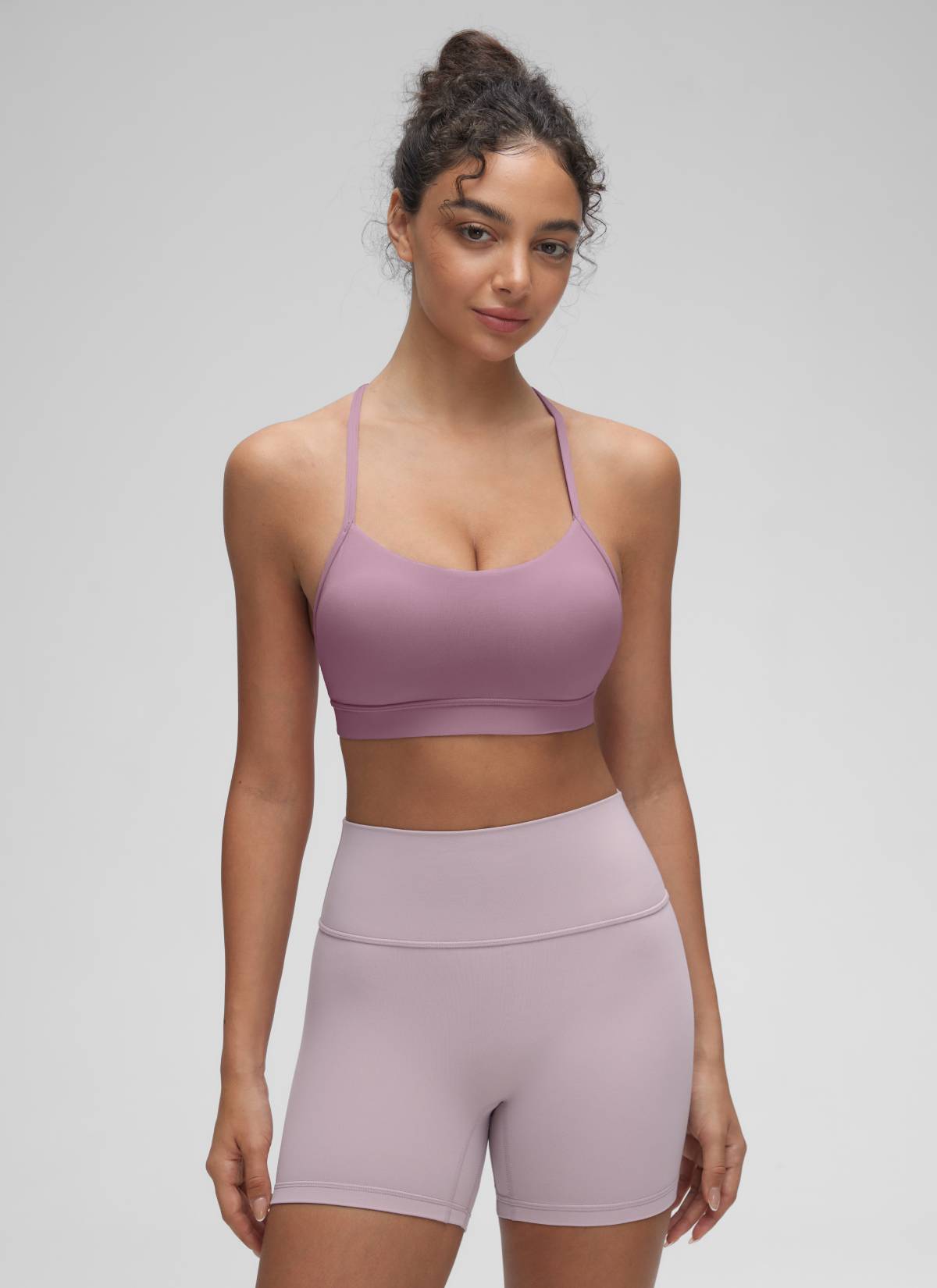 Suporta sa Magaan na Yoga para sa Kababaihan ng CRZ YOGA Butterluxe Sports Bra Y back Light Lavender
