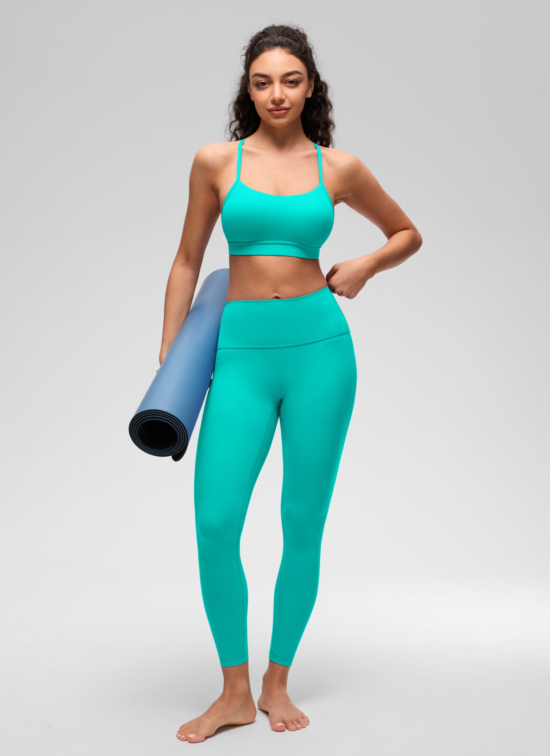 CRZ YOGA Women's Yoga Light Support Butterluxe Sports Bra Y back Tropics Teal
