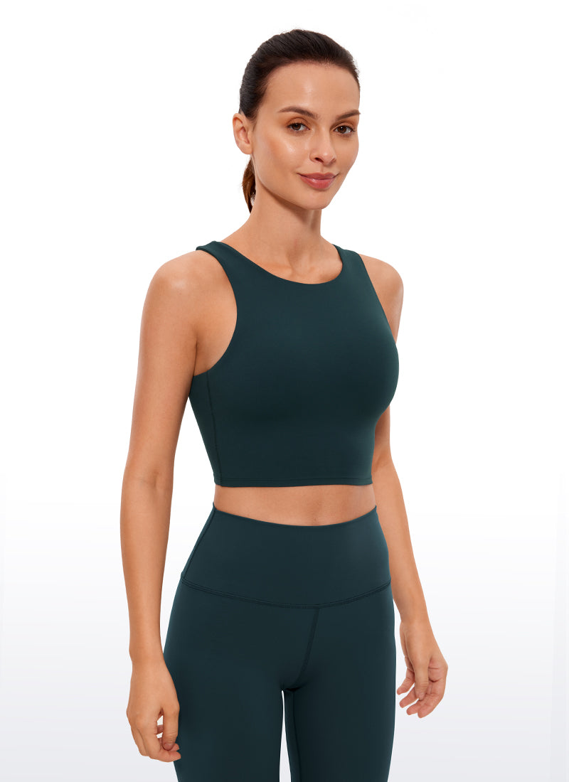 CRZ YOGA Yoga para sa Kababaihan na Mababang Suporta Butterluxe Mataas na Leeg ng Tank Racerback Forest Madilim na Berde