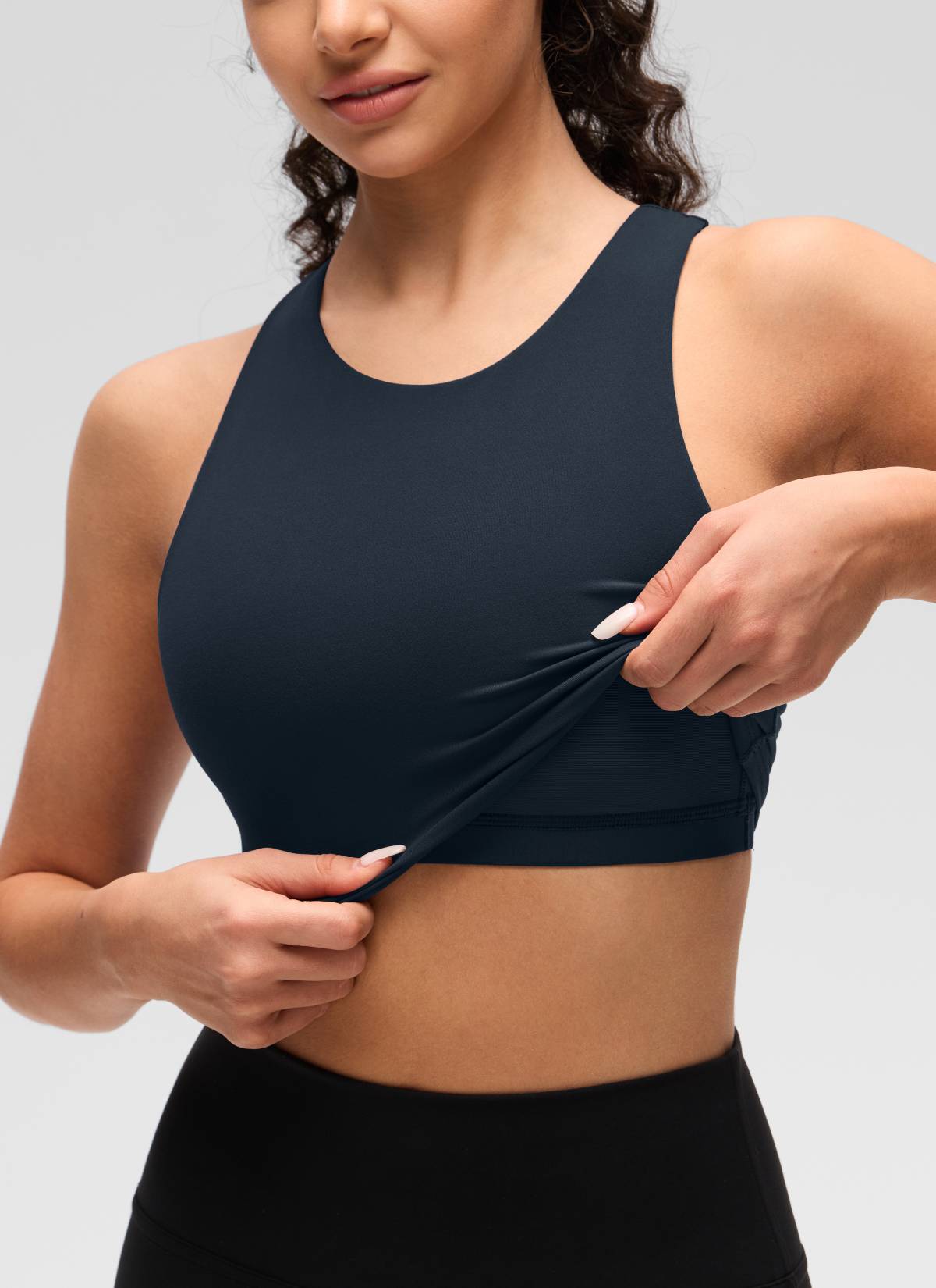 CRZ YOGA  Women's Yoga Low Support Butterluxe Tank High Neck Racerback True Navy