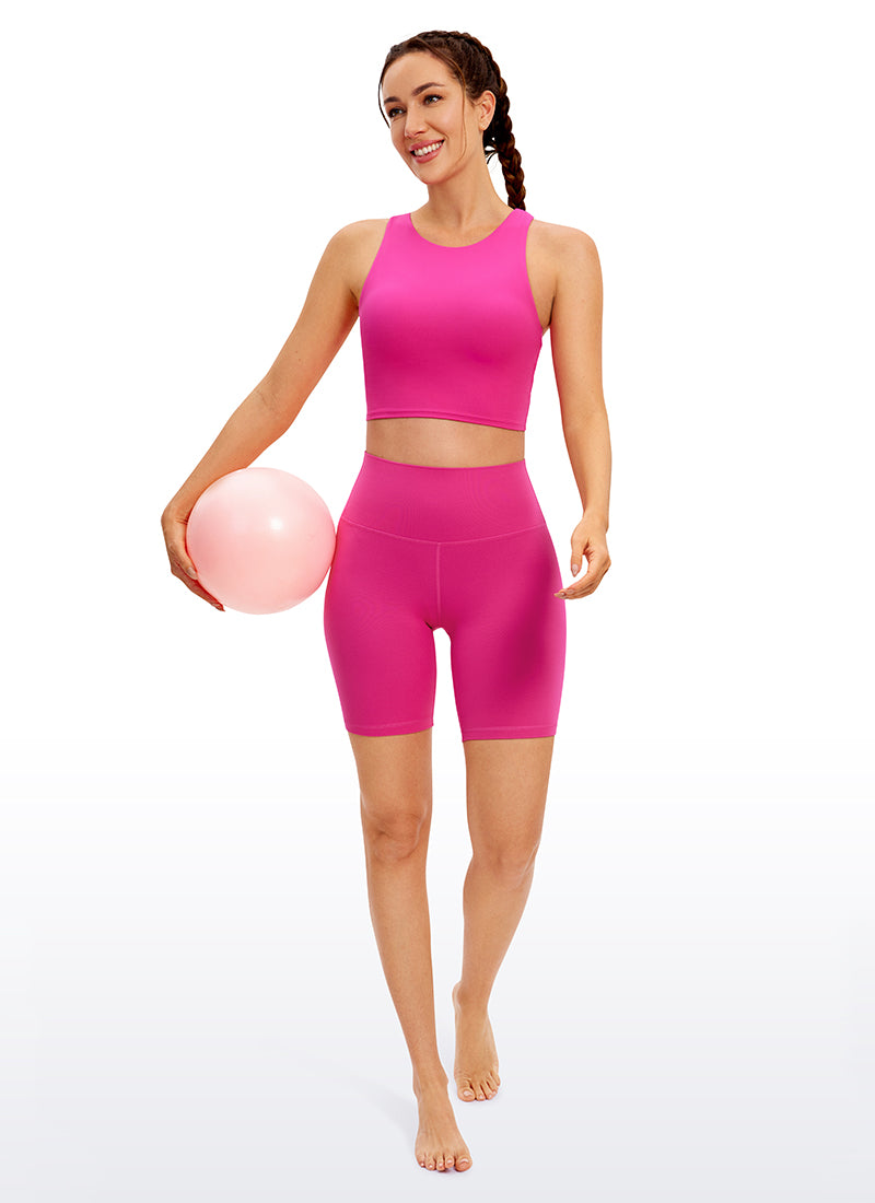 CRZ YOGA Pambabaeng Yoga Low Support Butterluxe Tank High Neck Racerback Hibiscus Purple