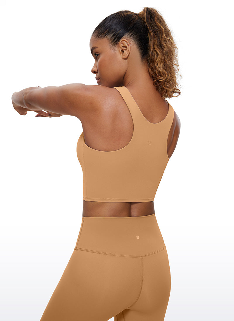 CRZ YOGA Yoga para sa Kababaihan na Mababang Suporta Butterluxe Tank High Neck Racerback Doe na Kayumanggi