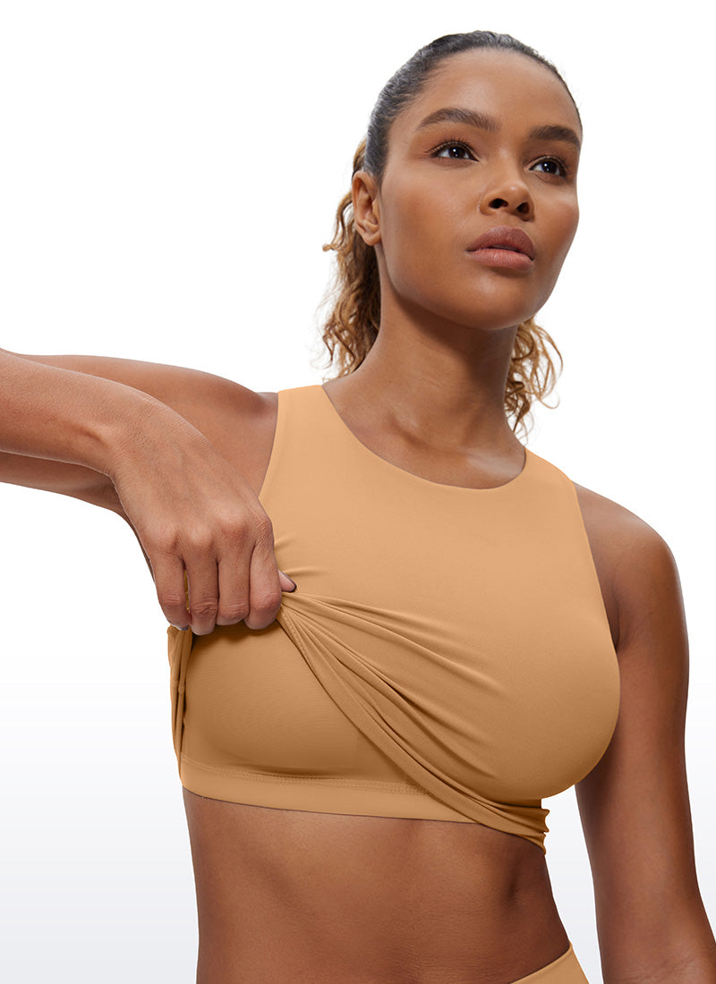 CRZ YOGA Yoga para sa Kababaihan na Mababang Suporta Butterluxe Tank High Neck Racerback Doe na Kayumanggi