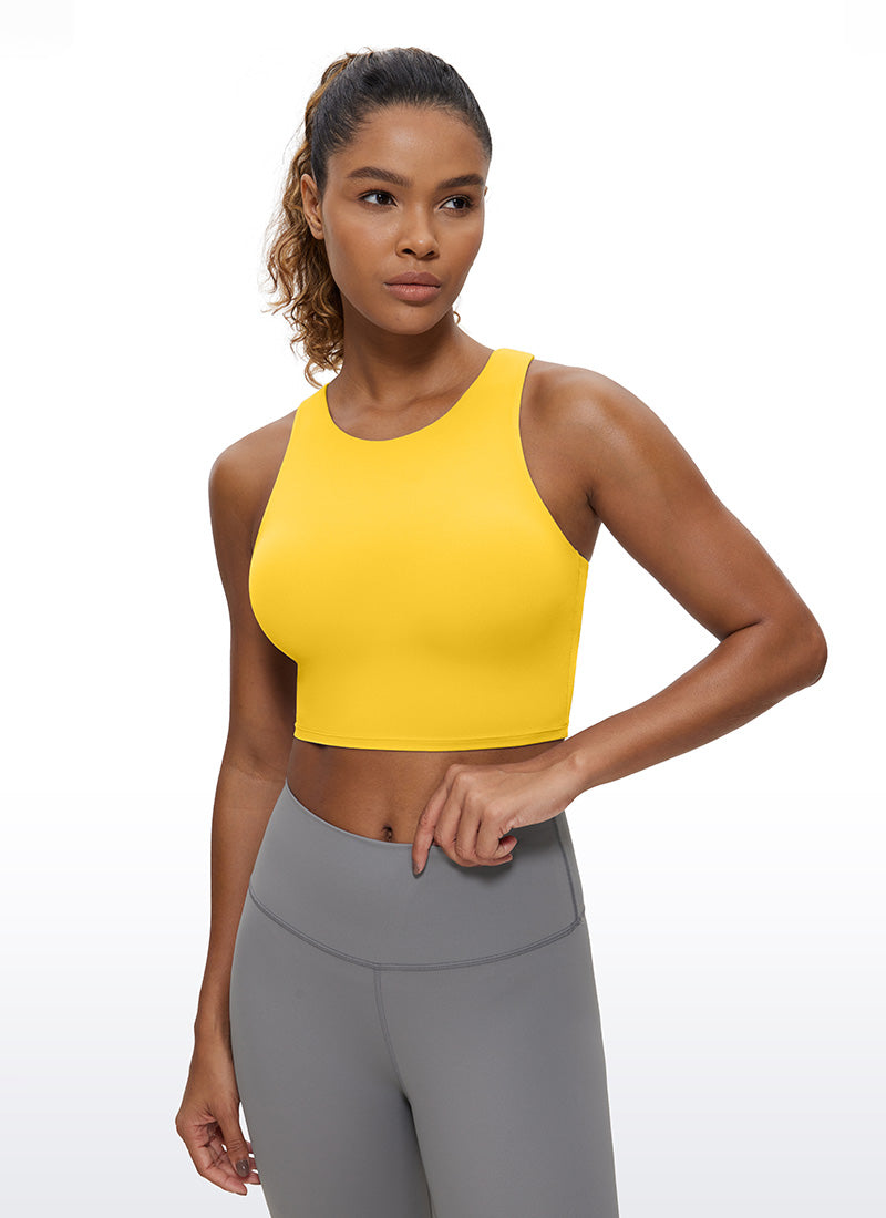 CRZ YOGA Yoga para sa Kababaihan na Mababang Suporta Butterluxe Tank High Neck Racerback High Visibility Dilaw