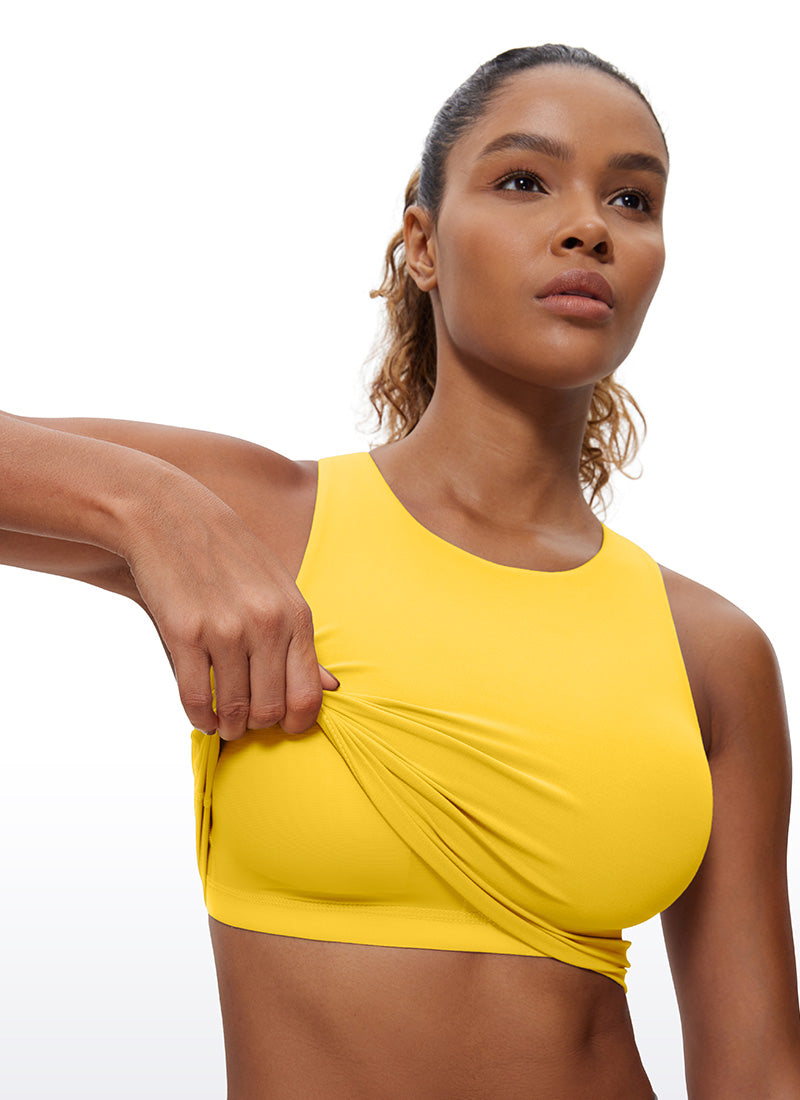 CRZ YOGA Yoga para sa Kababaihan na Mababang Suporta Butterluxe Tank High Neck Racerback High Visibility Dilaw