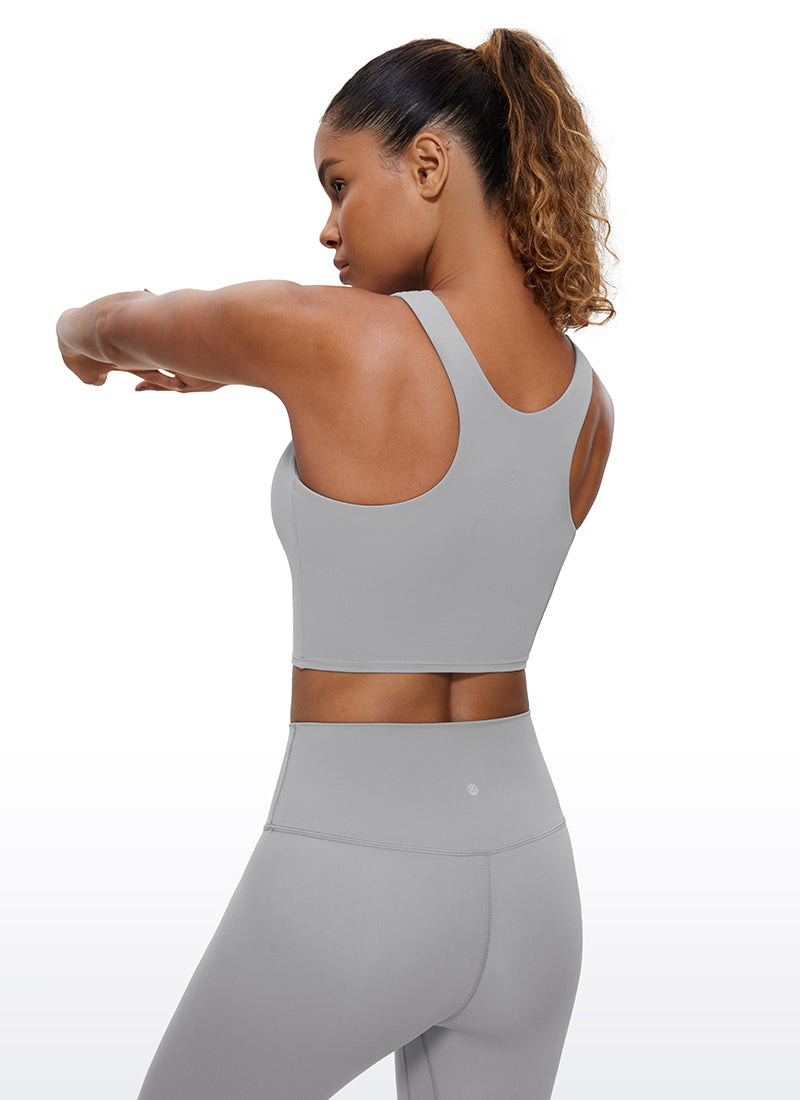 CRZ YOGA  Women's Yoga Low Support Butterluxe Tank High Neck Racerback Rhino Grey