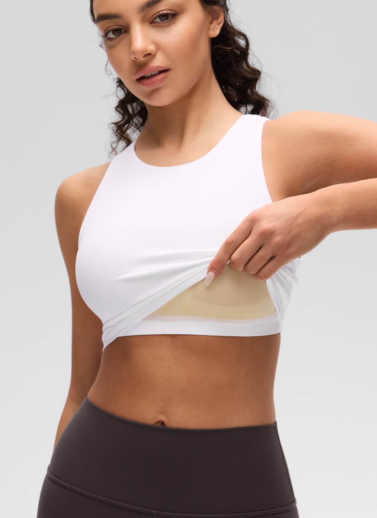 CRZ YOGA  Women's Yoga Low Support Butterluxe Tank High Neck Racerback White