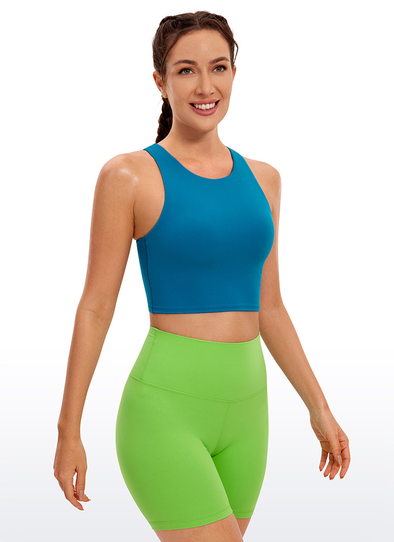 CRZ YOGA Yoga para sa Kababaihan na Mababang Suporta Butterluxe Tank High Neck Racerback Super-sonic Blue