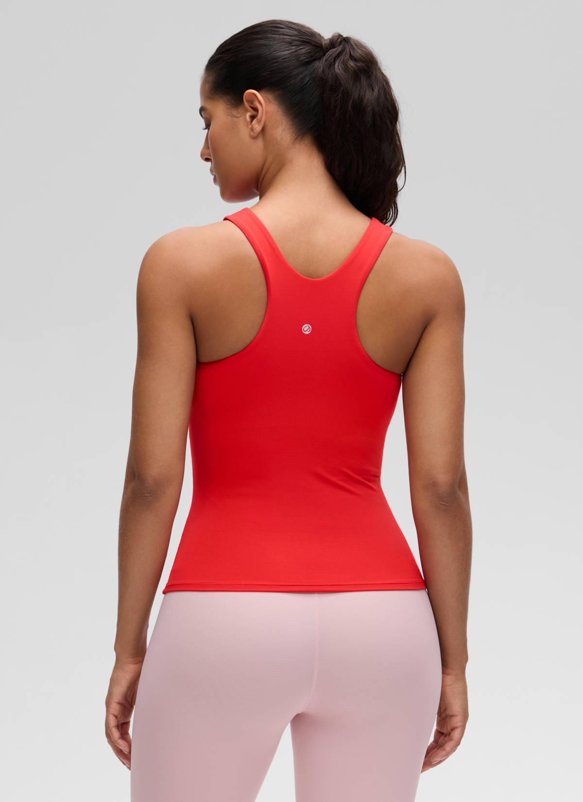 CRZ YOGA Pambabae Butterluxe Built-in na Bra na Mataas ang Leeg na Racerback Tank na Madilim na Pula