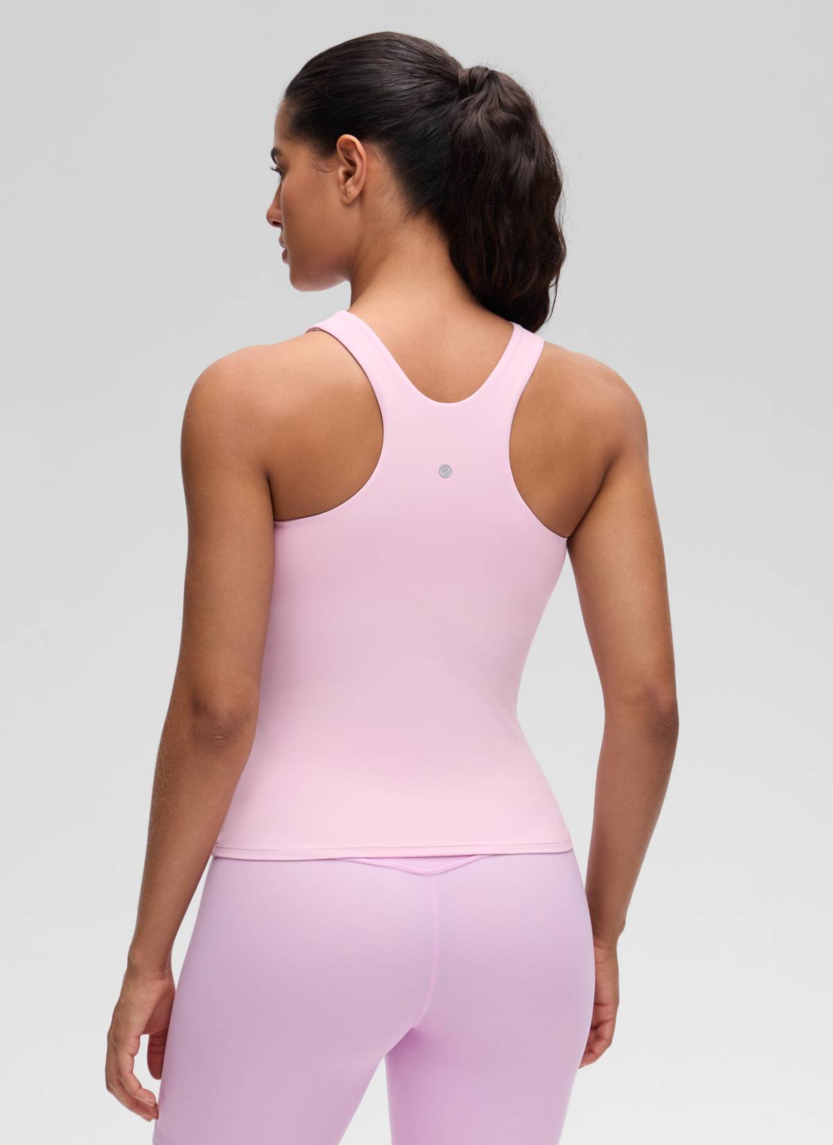 CRZ YOGA Pambabae Butterluxe Built-in na Bra na Mataas ang Leeg na Racerback Tank na Kulay Pink na Peony