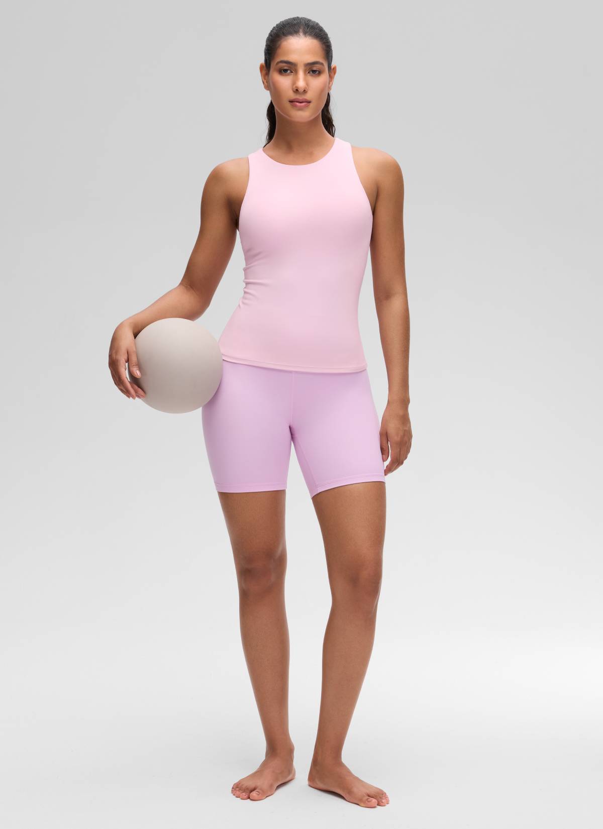 CRZ YOGA Pambabae Butterluxe Built-in na Bra na Mataas ang Leeg na Racerback Tank na Kulay Pink na Peony