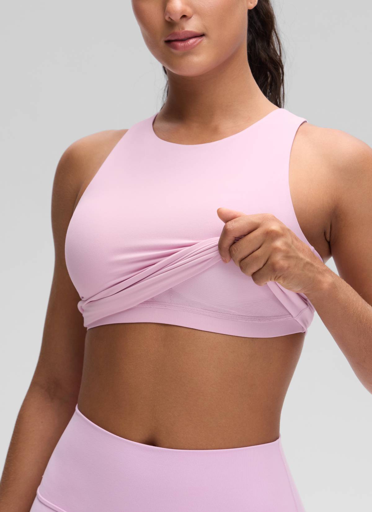 CRZ YOGA Pambabae Butterluxe Built-in na Bra na Mataas ang Leeg na Racerback Tank na Kulay Pink na Peony