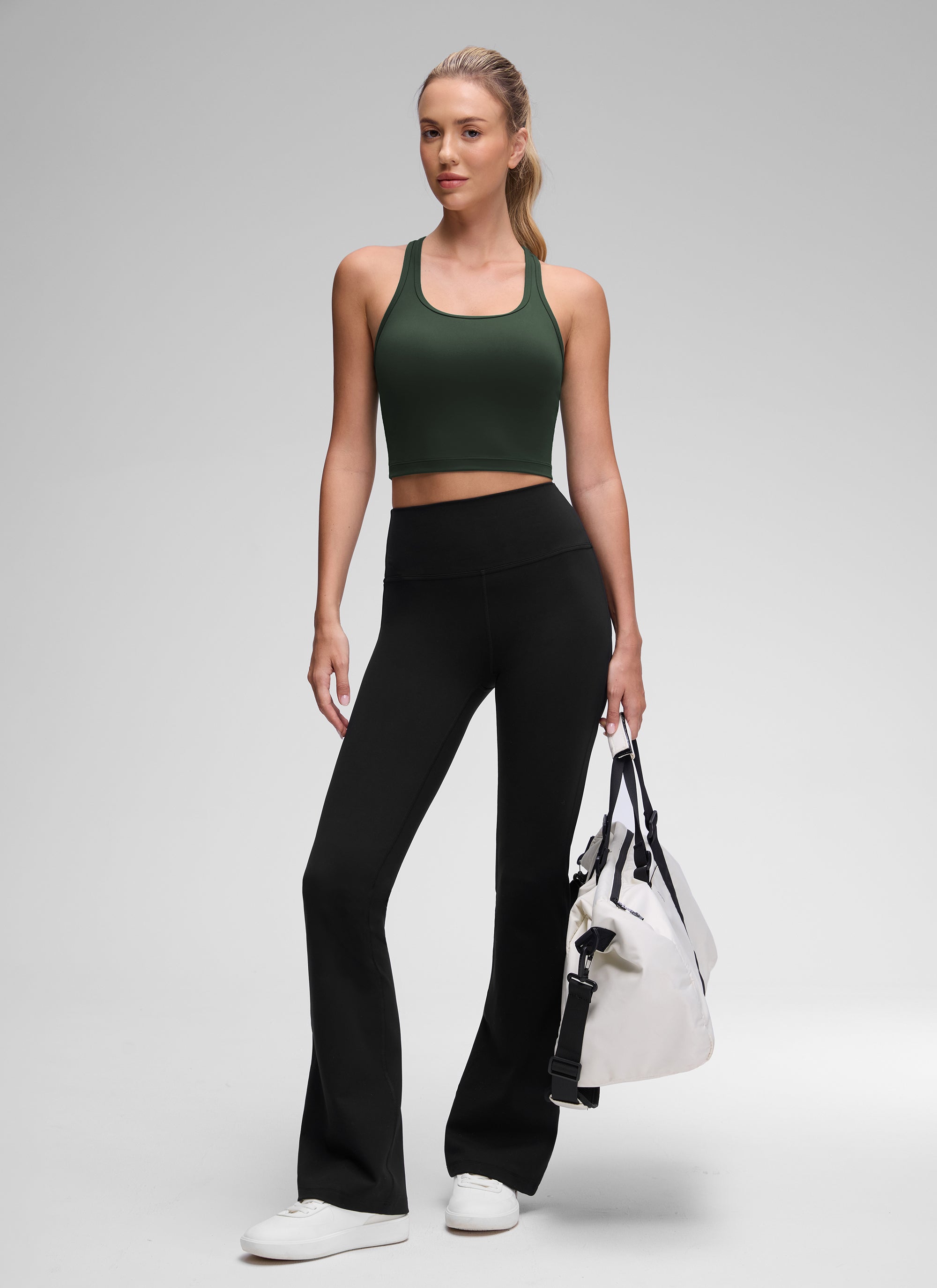 CRZ YOGA Women's Yoga Low support Butterluxe Scoop Neck Bra Y-Back Legend Green