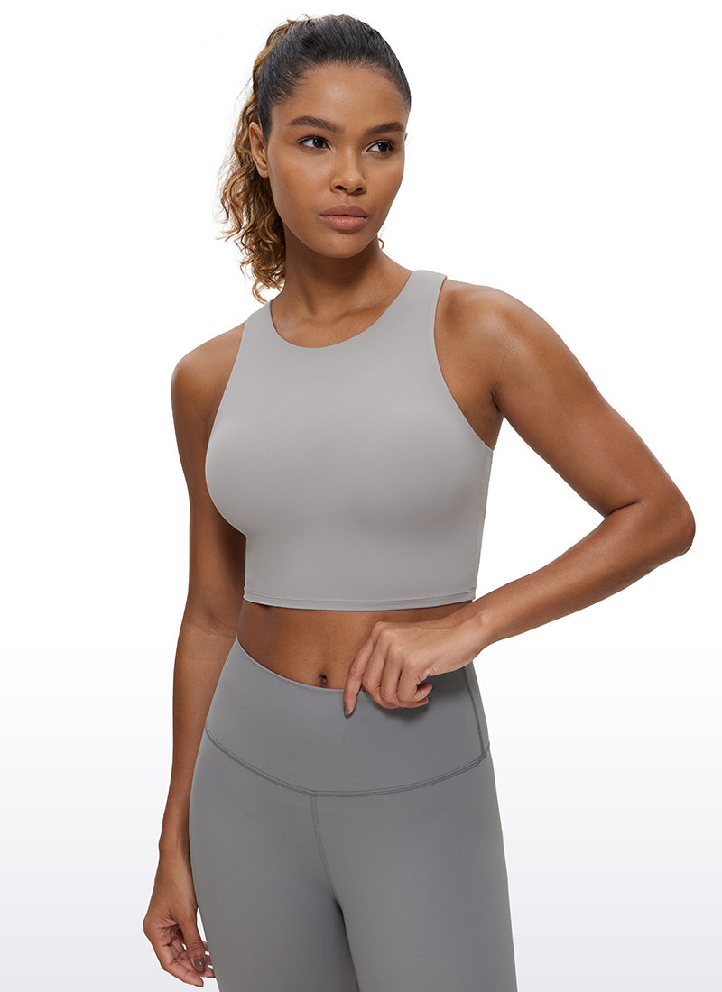 CRZ YOGA Yoga para sa Kababaihan na Mababang Suporta Butterluxe Tank High Neck Racerback Gull Gray