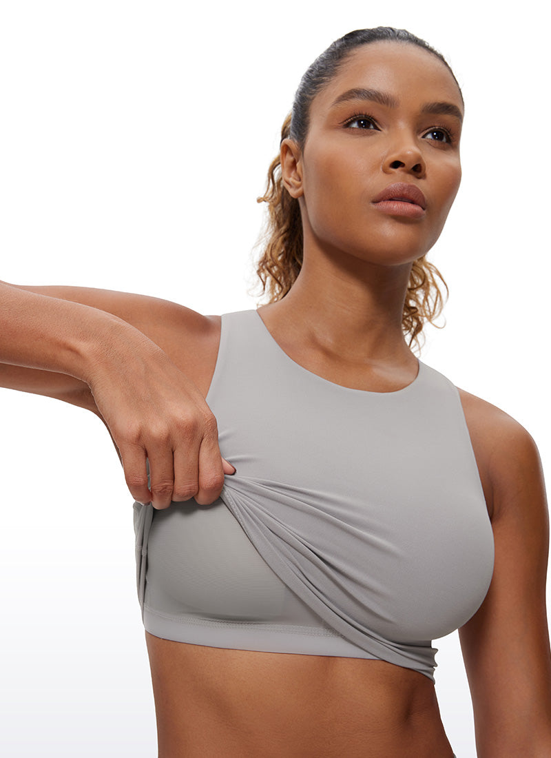 CRZ YOGA Yoga para sa Kababaihan na Mababang Suporta Butterluxe Tank High Neck Racerback Gull Gray