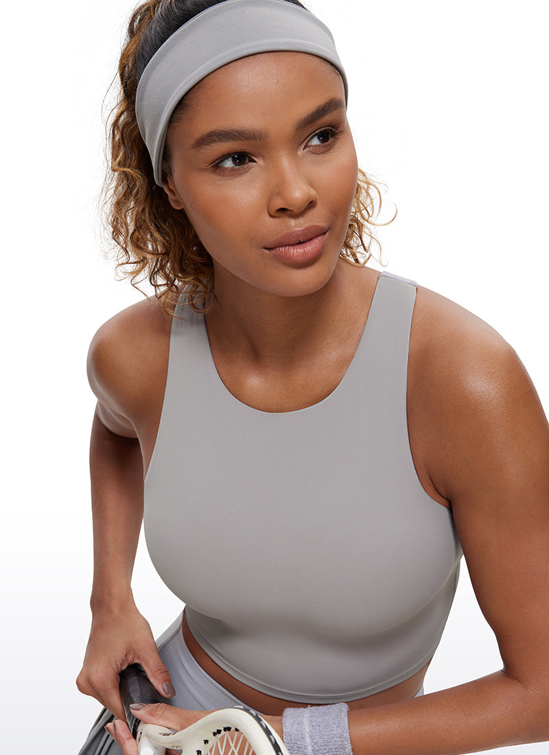 CRZ YOGA Yoga para sa Kababaihan na Mababang Suporta Butterluxe Tank High Neck Racerback Gull Gray
