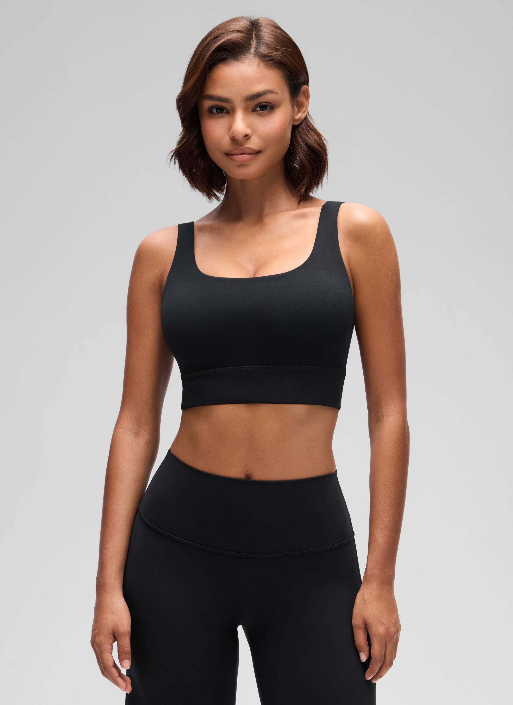 CRZ YOGA Yoga para sa Kababaihan na Mababang Suporta Butterluxe Sport Bra U Back Longline Itim