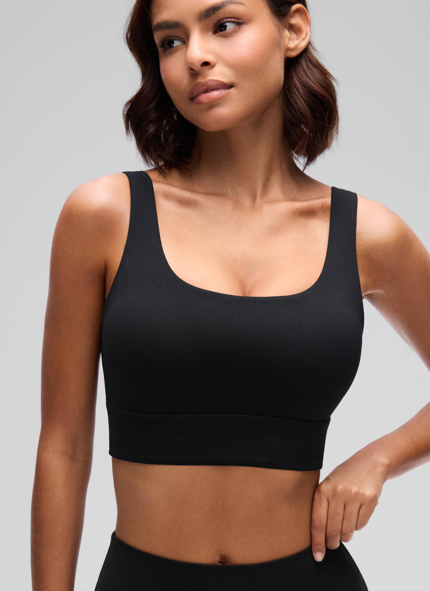 CRZ YOGA Yoga para sa Kababaihan na Mababang Suporta Butterluxe Sport Bra U Back Longline Itim