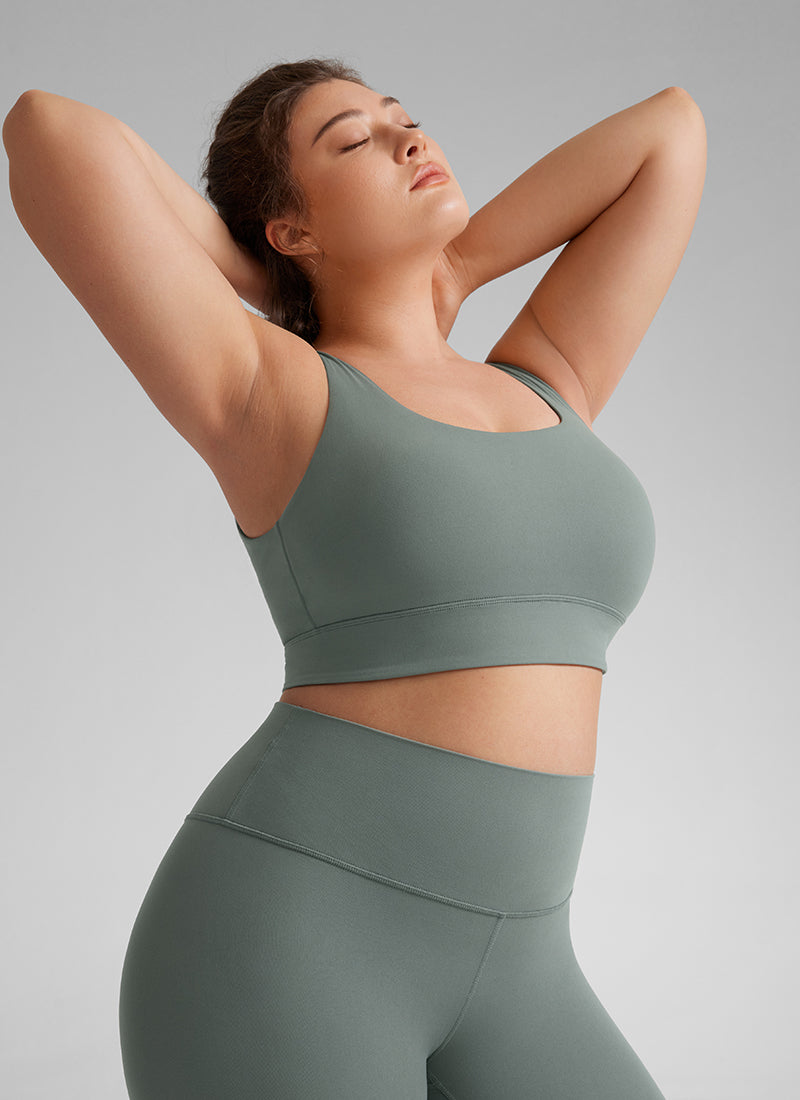 CRZ YOGA Yoga para sa Kababaihan na Mababang Suporta Butterluxe Sport Bra U Back Longline Grey Sage