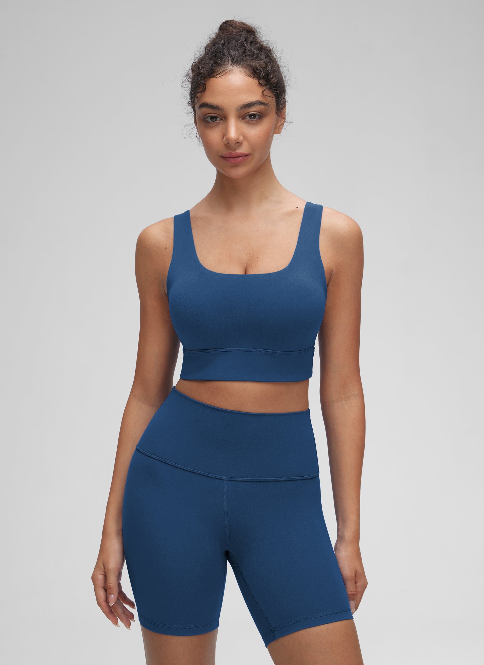 CRZ YOGA Yoga para sa Kababaihan na Mababang Suporta Butterluxe Sport Bra U Back Longline French Navy