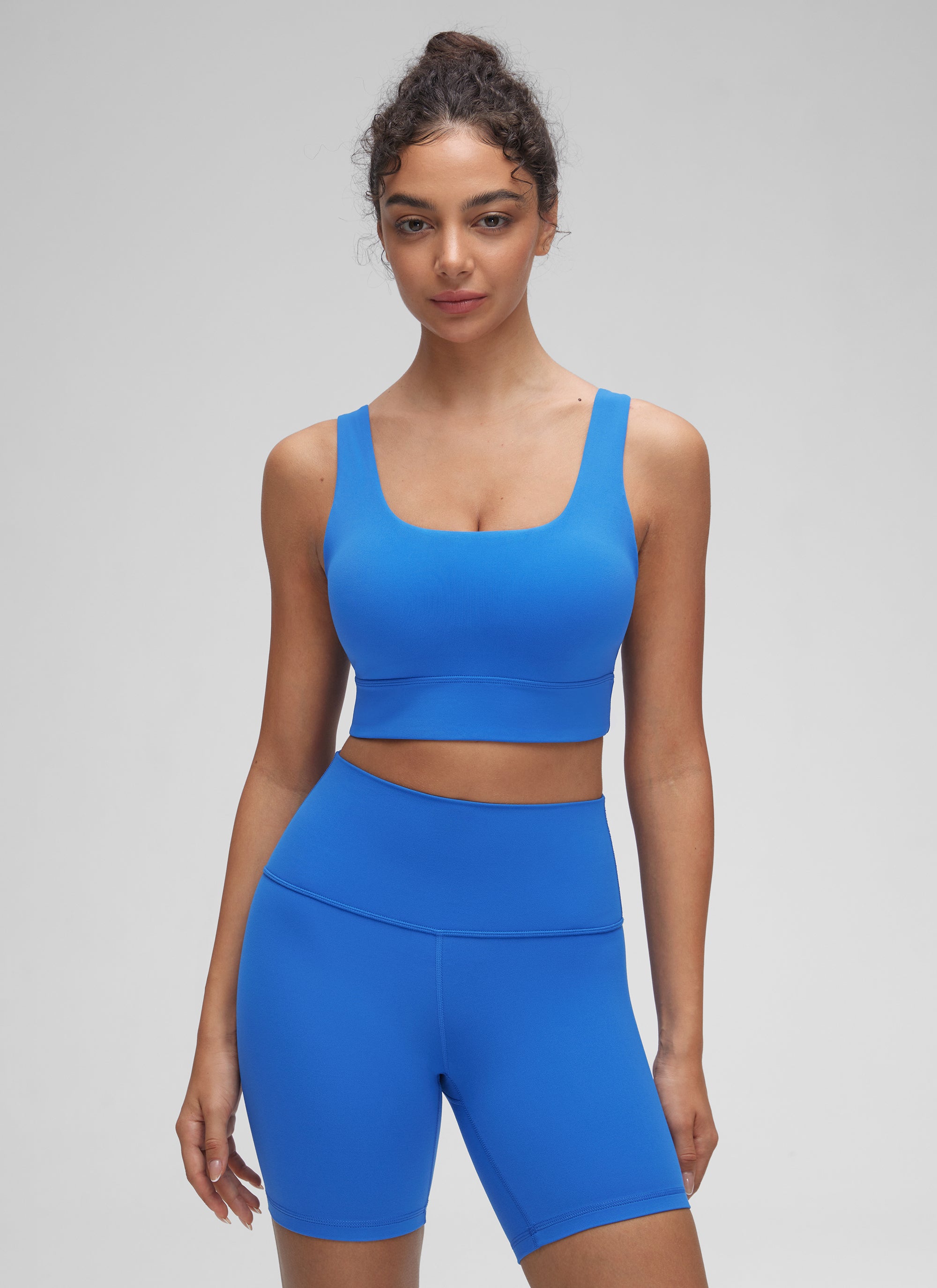 CRZ YOGA Yoga para sa Kababaihan na Mababang Suporta Butterluxe Sport Bra U Back Longline Sparkle Blue