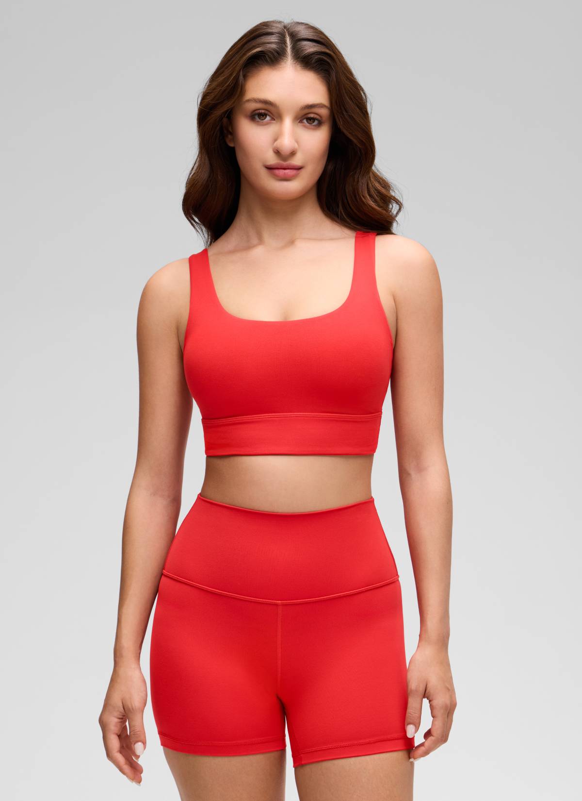 CRZ YOGA Yoga para sa Kababaihan na Mababang Suporta Butterluxe Sport Bra U Back Longline Deep Red