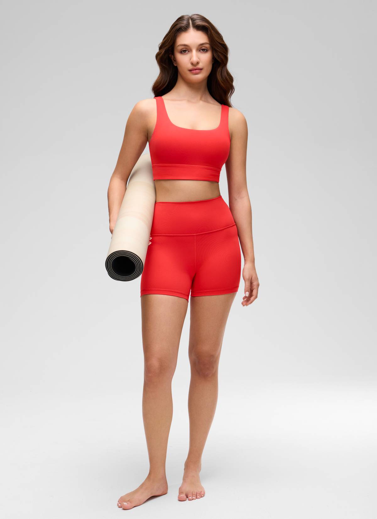 CRZ YOGA Yoga para sa Kababaihan na Mababang Suporta Butterluxe Sport Bra U Back Longline Deep Red