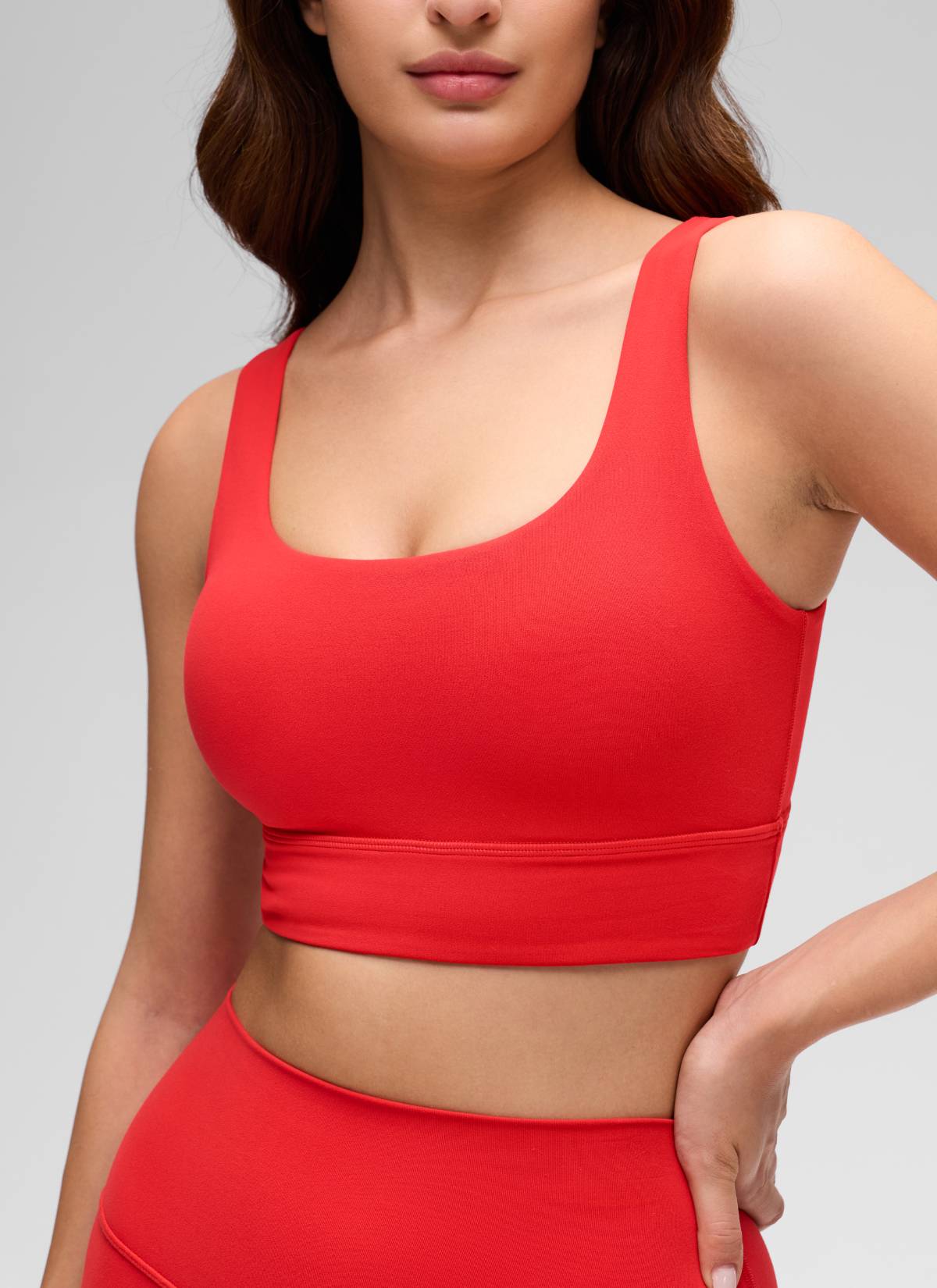 CRZ YOGA Yoga para sa Kababaihan na Mababang Suporta Butterluxe Sport Bra U Back Longline Deep Red