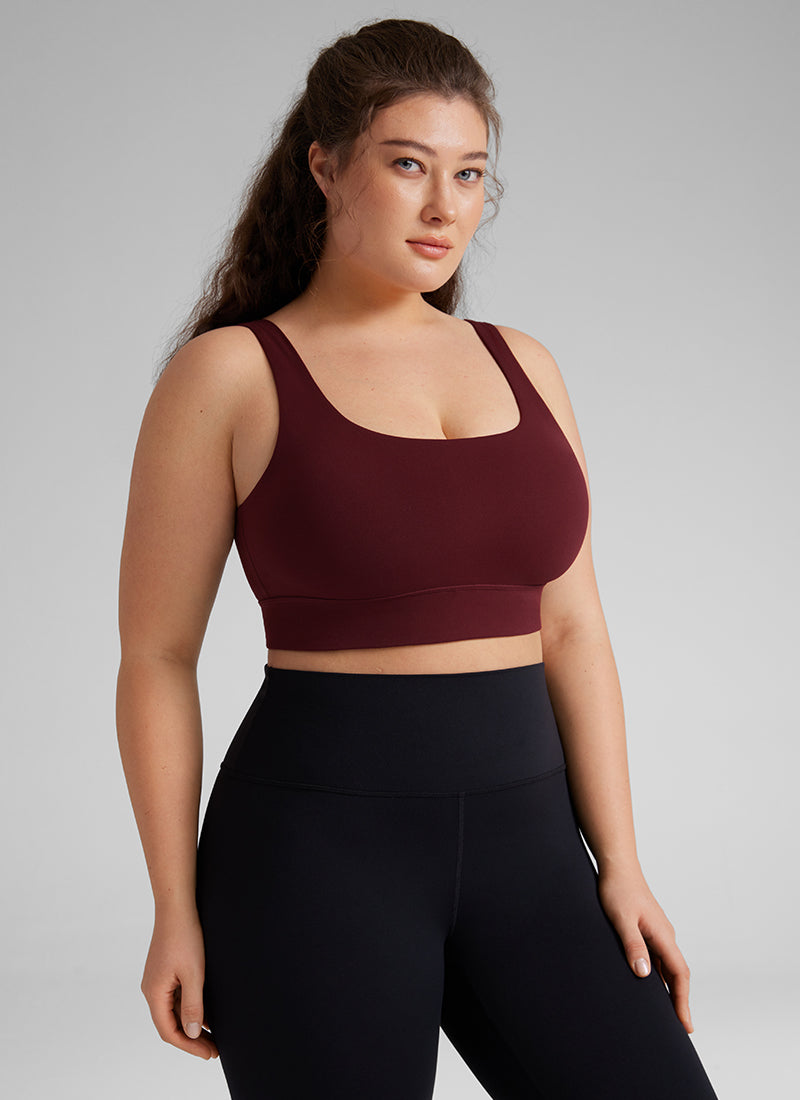 CRZ YOGA Yoga para sa Kababaihan na Mababang Suporta Butterluxe Sport Bra U Back Longline Pulang Merlot