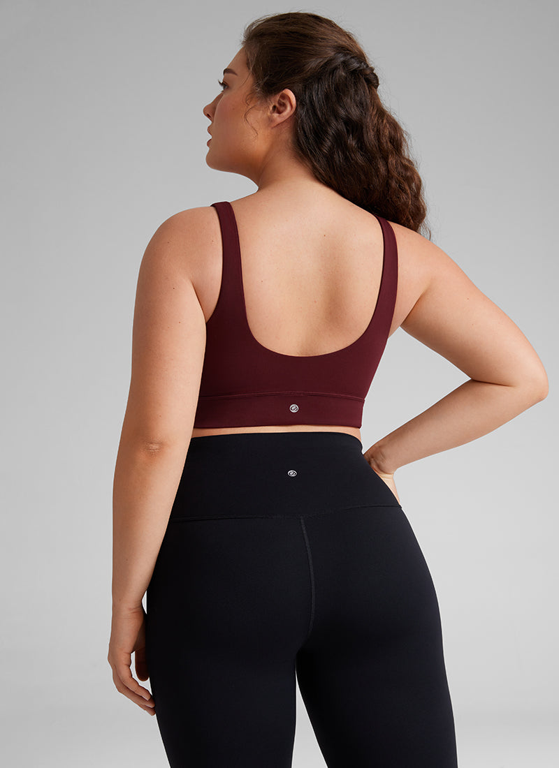 CRZ YOGA Yoga para sa Kababaihan na Mababang Suporta Butterluxe Sport Bra U Back Longline Pulang Merlot