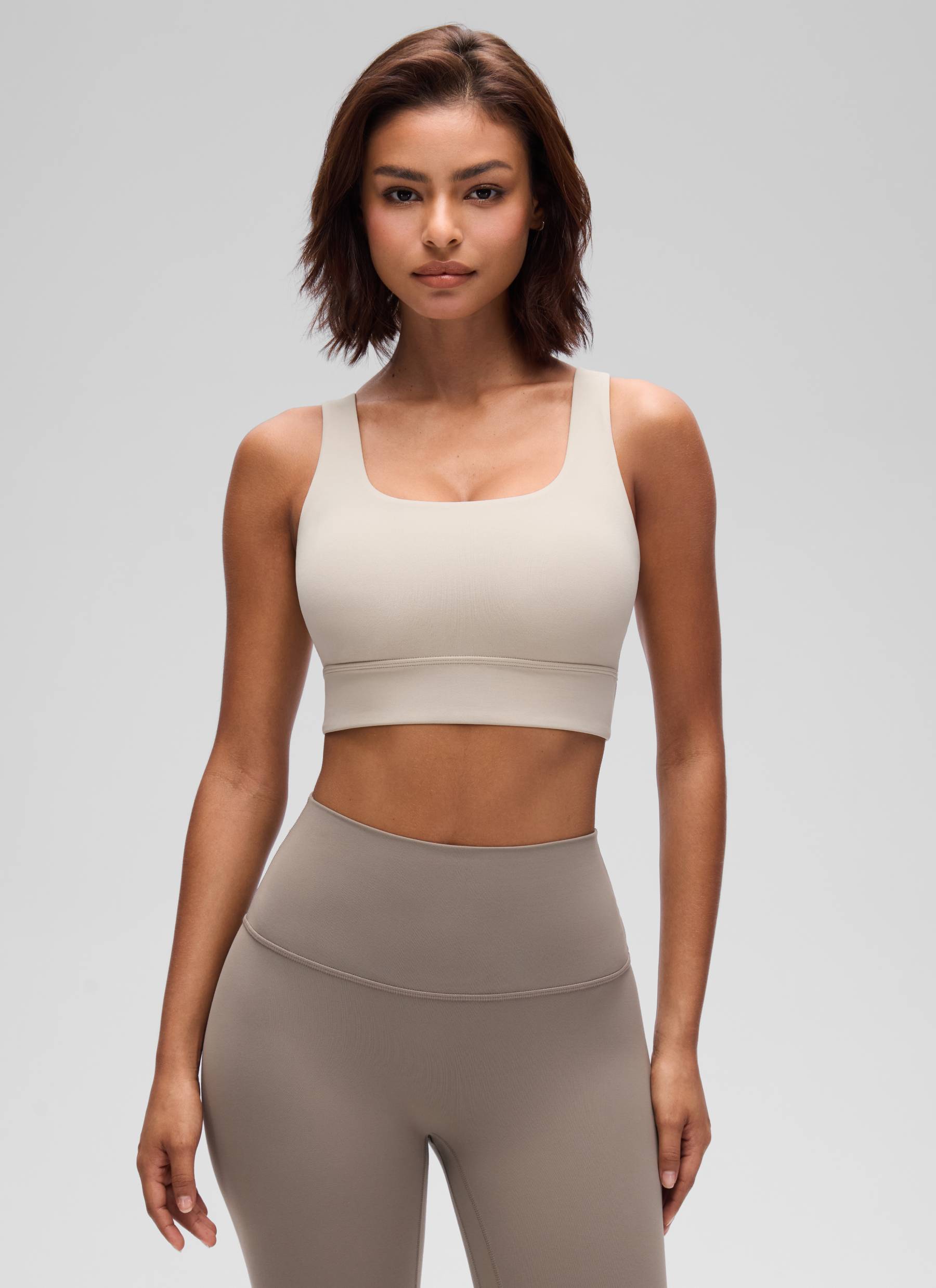 CRZ YOGA Yoga para sa Kababaihan na Mababang Suporta Butterluxe Sport Bra U Back Longline Mojave Tan
