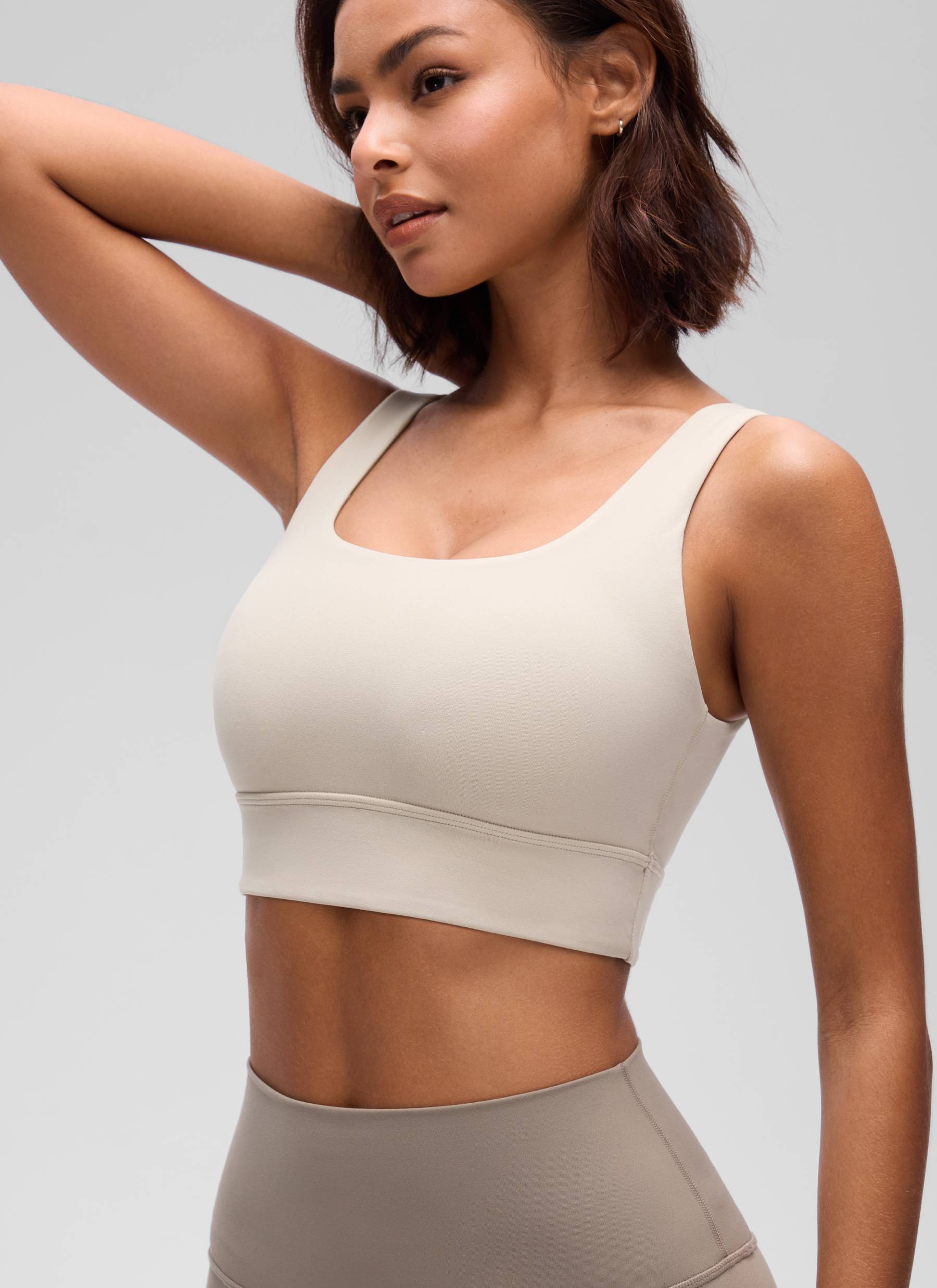 CRZ YOGA Yoga para sa Kababaihan na Mababang Suporta Butterluxe Sport Bra U Back Longline Mojave Tan