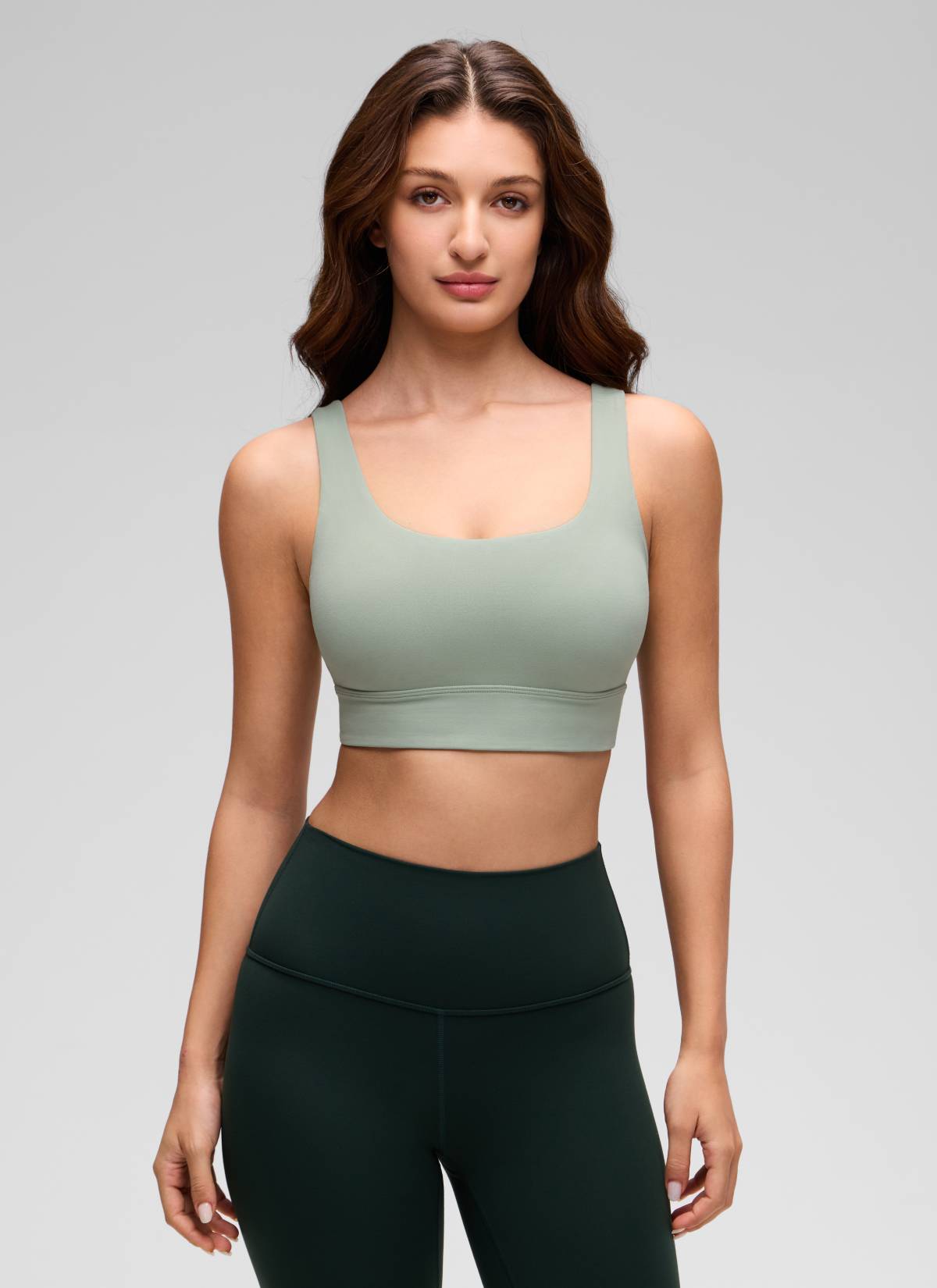 CRZ YOGA Yoga para sa Kababaihan na Mababang Suporta Butterluxe Sport Bra U Back Longline Green Palm Court