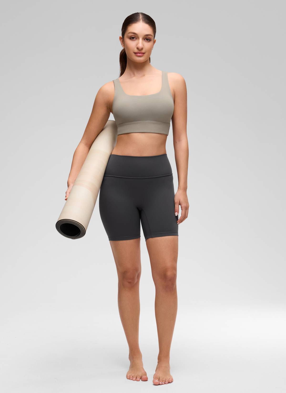 CRZ YOGA Yoga para sa Kababaihan na Mababang Suporta Butterluxe Sport Bra U Back Longline Warm Ash Grey
