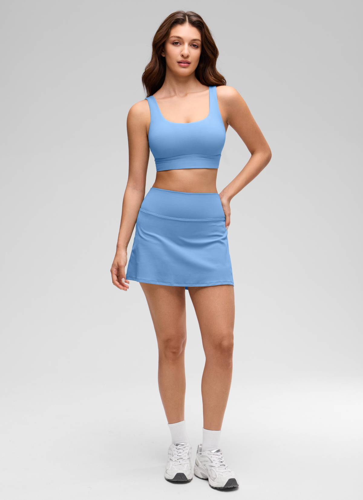 CRZ YOGA Yoga para sa Kababaihan na Mababang Suporta Butterluxe Sport Bra U Back Longline Party Blue