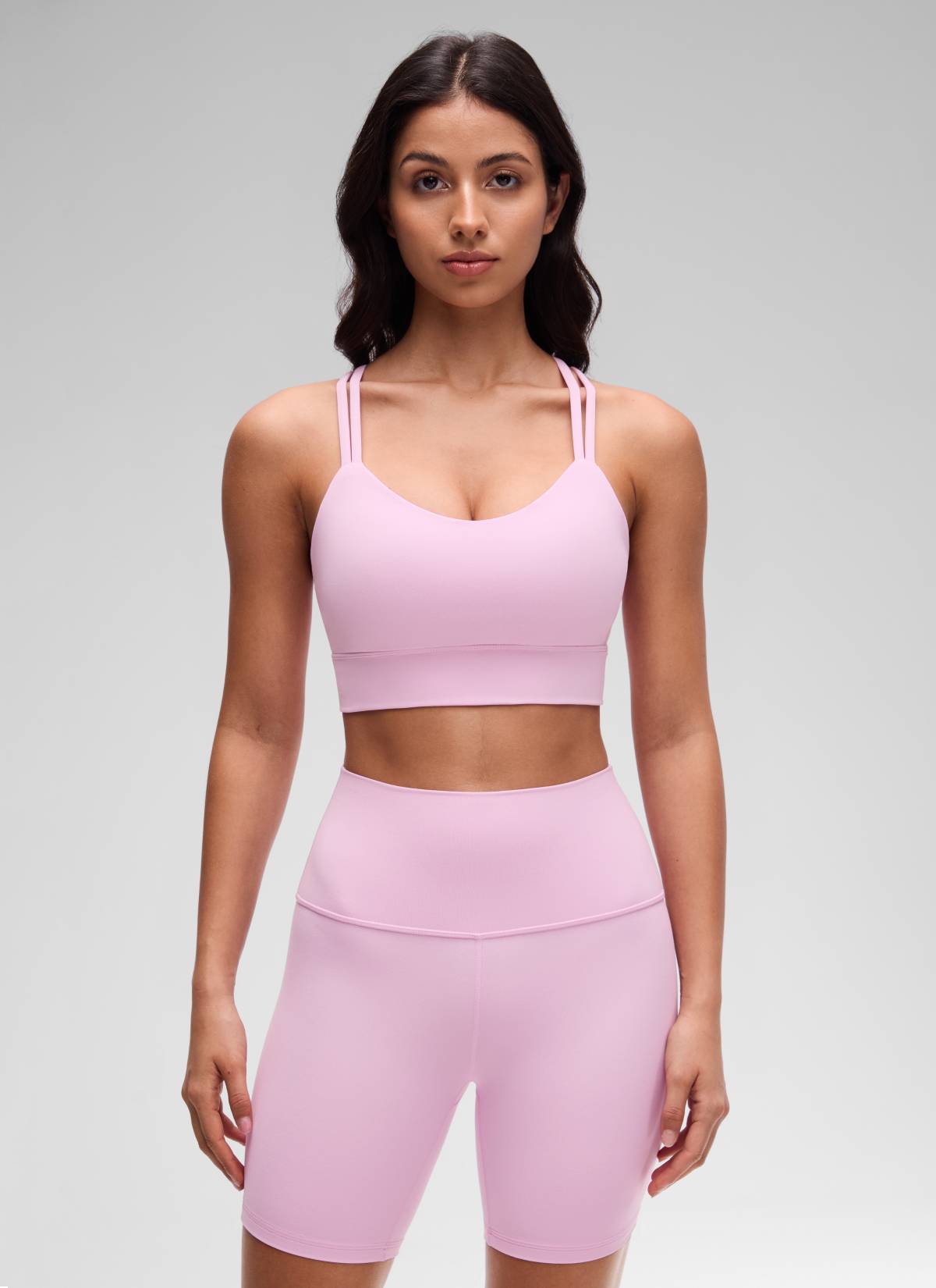CRZ YOGA Pambabae Butterluxe Strappy Longline Criss Cross Molded Cup Bra Vita Pink